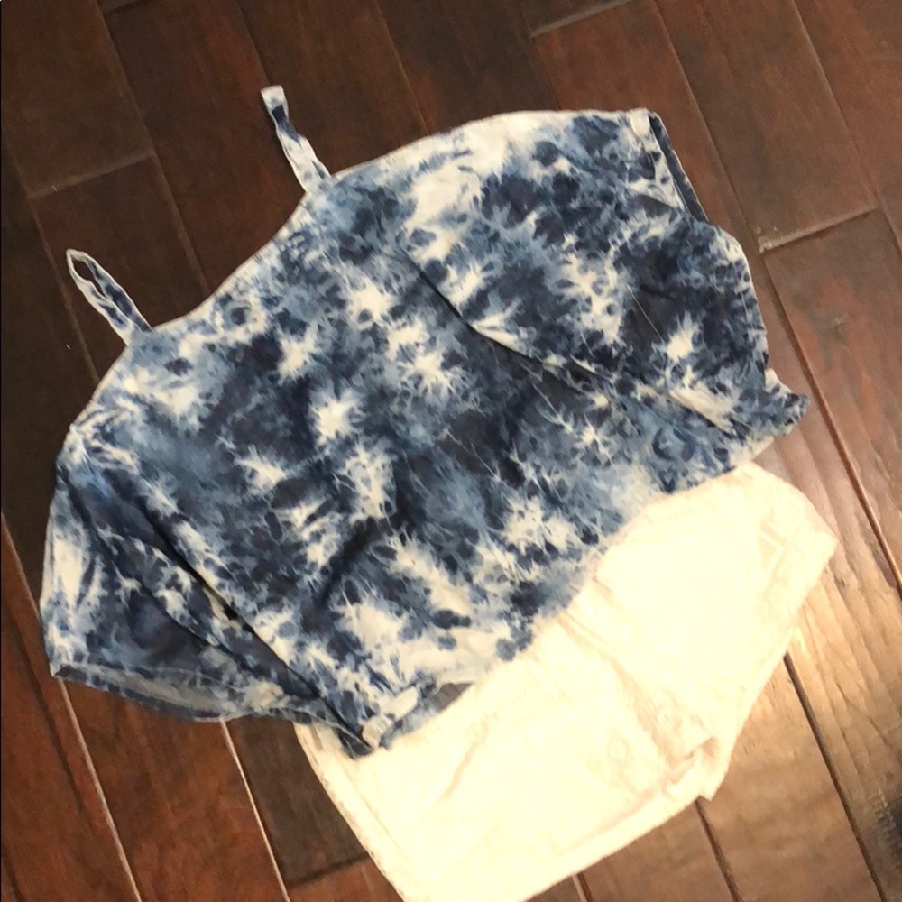 🔵⚪️ Denim Tye dye cropped top ⚪️🔵